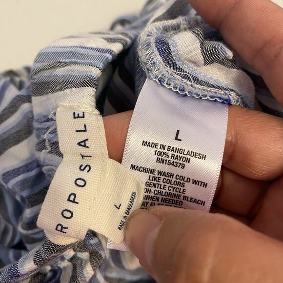 Aéropostale Romper Women L White Blue Stripes Spaghetti Strap Cut Out Back Sexy - Picture 4 of 6